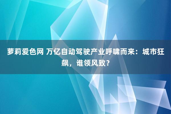 萝莉爱色网 万亿自动驾驶产业呼啸而来：城市狂飙，谁领风致？