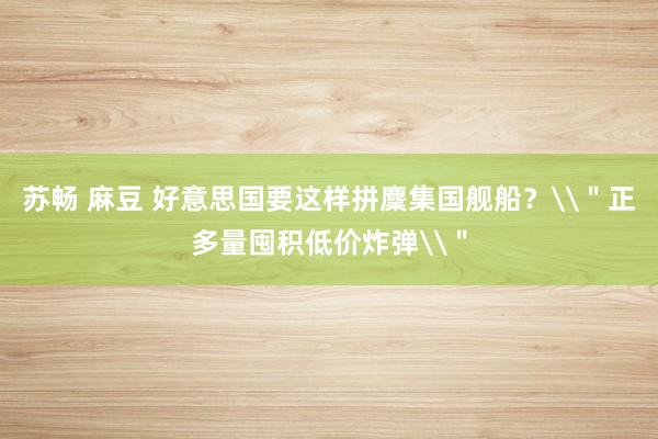 苏畅 麻豆 好意思国要这样拼麇集国舰船？\＂正多量囤积低价炸弹\＂