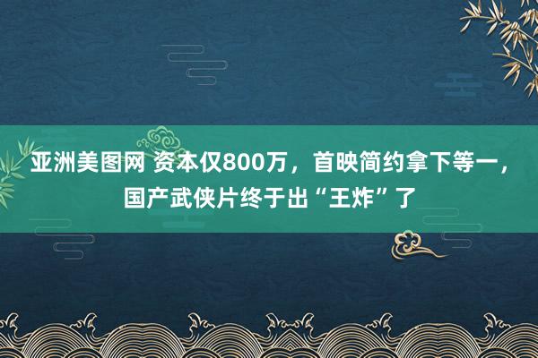 亚洲美图网 资本仅800万，首映简约拿下等一，国产武侠片终于出“王炸”了