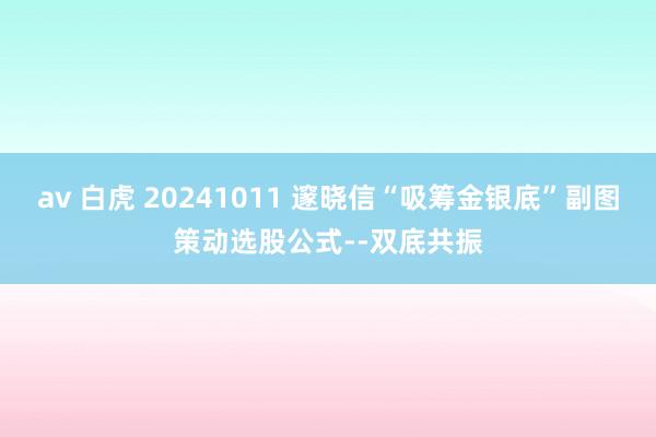 av 白虎 20241011 邃晓信“吸筹金银底”副图策动选股公式--双底共振