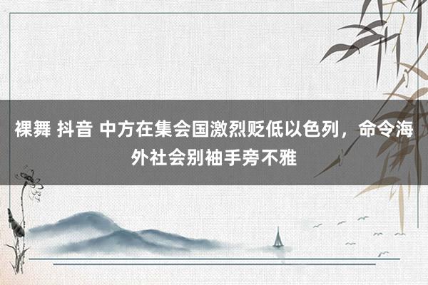 裸舞 抖音 中方在集会国激烈贬低以色列，命令海外社会别袖手旁不雅