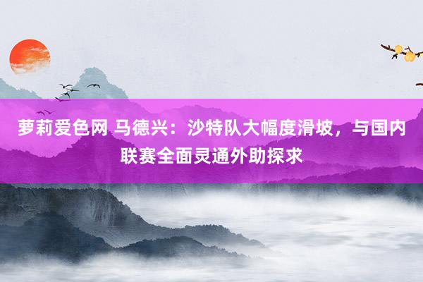 萝莉爱色网 马德兴：沙特队大幅度滑坡，与国内联赛全面灵通外助探求