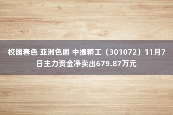 校园春色 亚洲色图 中捷精工（301072）11月7日主力资金净卖出679.87万元