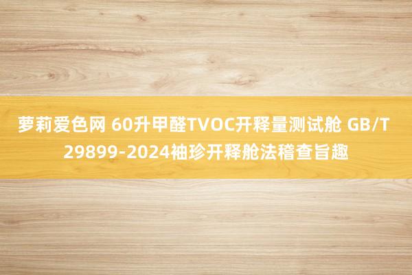 萝莉爱色网 60升甲醛TVOC开释量测试舱 GB/T 29899-2024袖珍开释舱法稽查旨趣