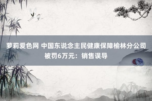 萝莉爱色网 中国东说念主民健康保障榆林分公司被罚6万元：销售误导