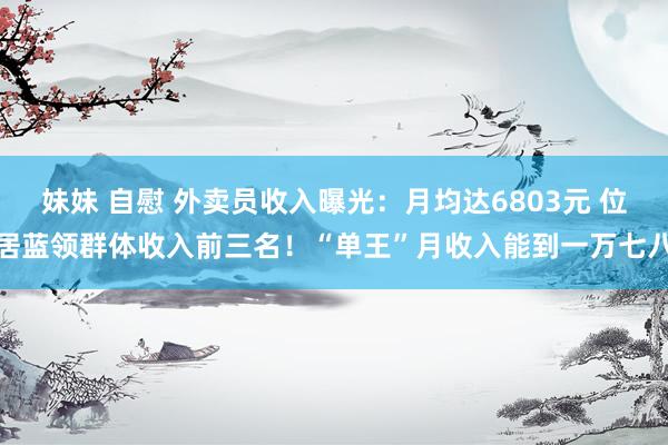 妹妹 自慰 外卖员收入曝光：月均达6803元 位居蓝领群体收入前三名！“单王”月收入能到一万七八