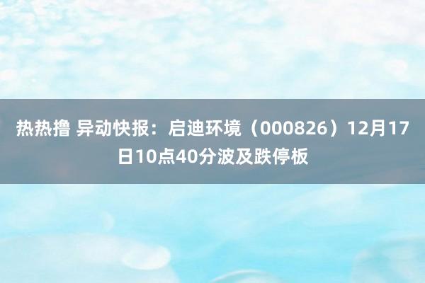 热热撸 异动快报：启迪环境（000826）12月17日10点40分波及跌停板