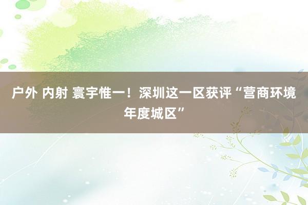 户外 内射 寰宇惟一！深圳这一区获评“营商环境年度城区”