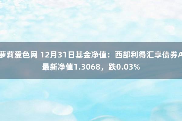 萝莉爱色网 12月31日基金净值：西部利得汇享债券A最新净值1.3068，跌0.03%