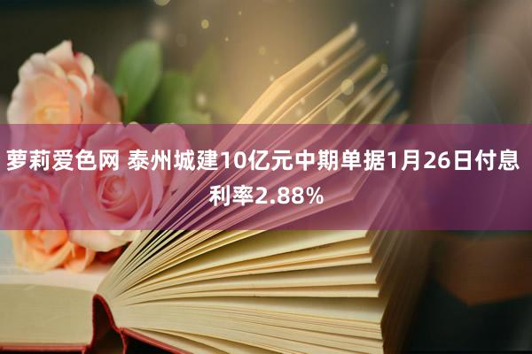 萝莉爱色网 泰州城建10亿元中期单据1月26日付息 利率2.88%